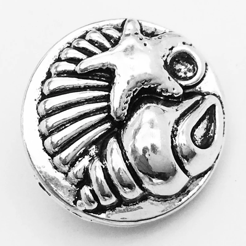 

18mm starfish Beach metal ginger snap button Fit 18mm snaps XH1331