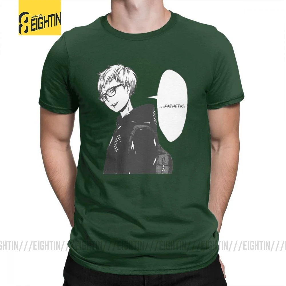Футболки Haikyuu, футболки Tsukishima Kei, Классические летние футболки с коротким рукавом и круглым вырезом, хлопок, комиксы, футболки для мужчин, большие размеры - Цвет: Forest Green