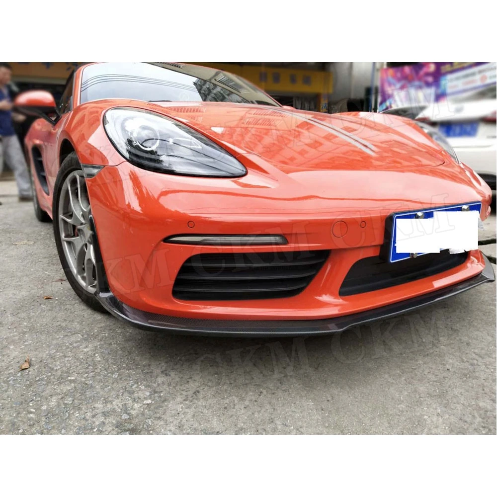 Передний бампер спойлер подходит для Porsche 718 Cayman Boxster Base S 2017 2018 углеродное волокно