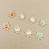 10pcspack 1821mm sun rhinestone enamel charms alloy oil drop pendant fit for bracelet diy fashion jewelry accessories