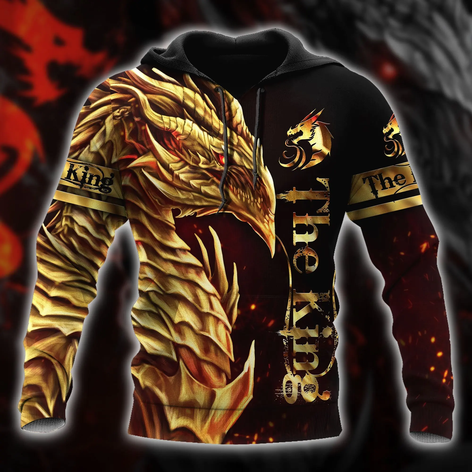 

2021 осенние модные толстовки с капюшоном с красивым рисунком дракона Короля толстовки унисекс пуловер на молнии Повседневная Уличная одежд...