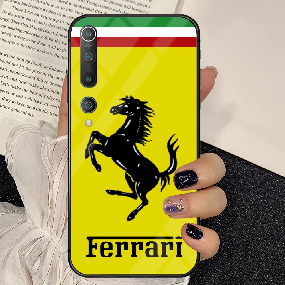 

Supercar Sporting Car Ferrari Phone Tempered Glass Case Cover for Xiaomi Mi A F X POCO M Note 3 9 10 11 i T Pro Lite 3D Silicone