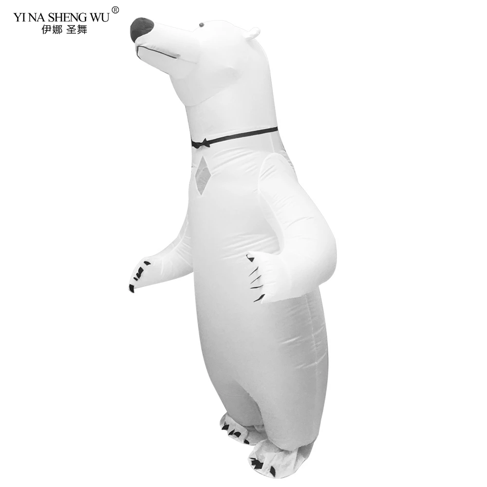 Надувной костюм белого медведя для косплея мужчин и женщин нарядное платье на