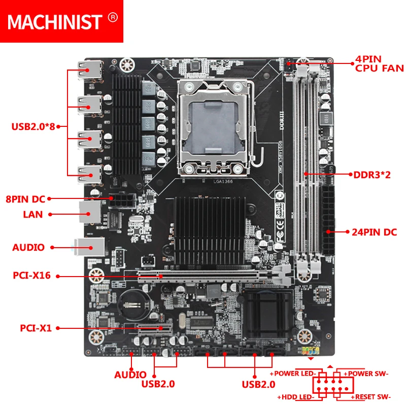 machinist x58 motherboard combo set kit with intel xeon e5630 cpu 2pcs4g 8gb ddr3 memory ram lga 1366 processor x58 v1608 free global shipping
