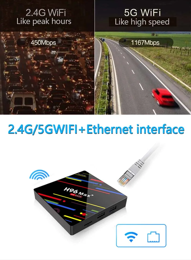 H96 Max Plus Smart Android 9,0 tv Box 4 ГБ 32 ГБ 64 Гб RK3328 медиаплеер 4K голосовой помощник Google Netflix Youtube H96MAX 2GB16GB