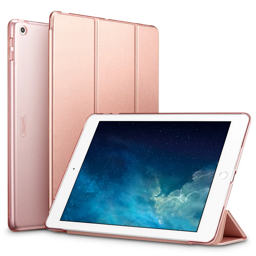 Rose Gold ESR чехол для iPad 7th Gen 10," 10,2 ударопрочный Ptotective чехол Trifold Smart Auto Sleep Wake Fold Stand чехол для iPad 7 - Цвет: Rose Gold