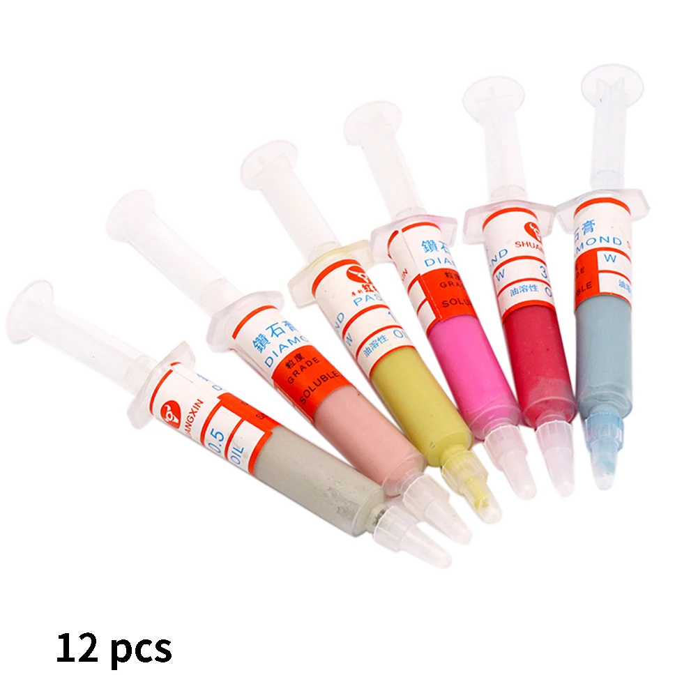 

12pcs Compound Abrasive Home Diamond Polishing Needle Tube Oil Soluble Metal Micron Tool Multifunction Lapping Paste