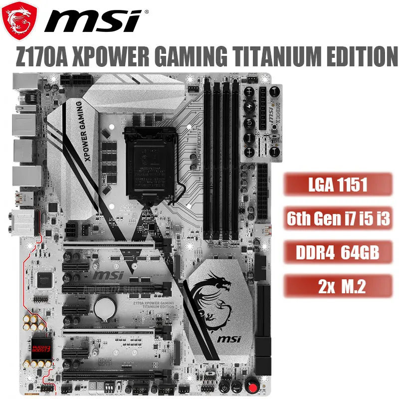 Verkaufen Motherboard MSI Z170A XPOWER GAMING TITAN EDITION LGA1151 DDR4 64gb 6th USB 3,1 PCI-EX16 M.2 Desktop Intel Z170 Mianboard Verwendet