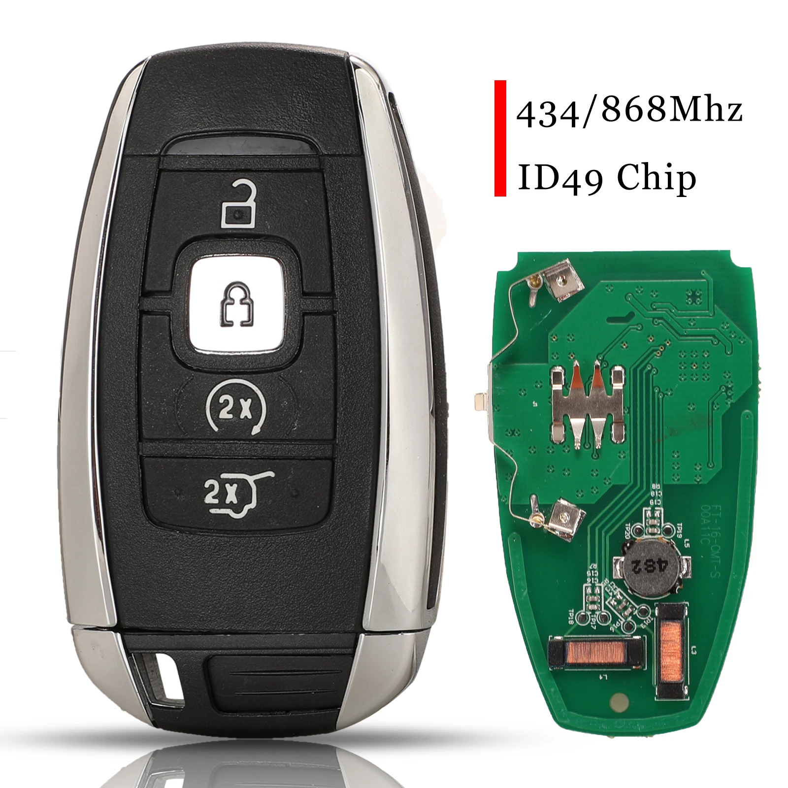 

jingyuqin 4 Buttons Smart Card Remote Car Key 434mhz 868MHz id49 Chip For Lincoln MKC MKZ MKX 2016-2019