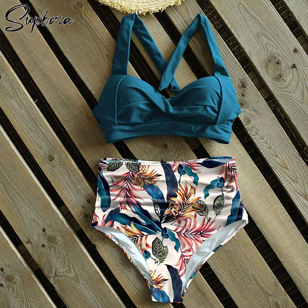 Купальник-бикини женский с высокой талией халтер пикантный купальный костюм