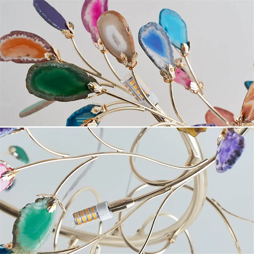 Скандинавское современное Золотое кольцо агат светодиодная люстра освещение