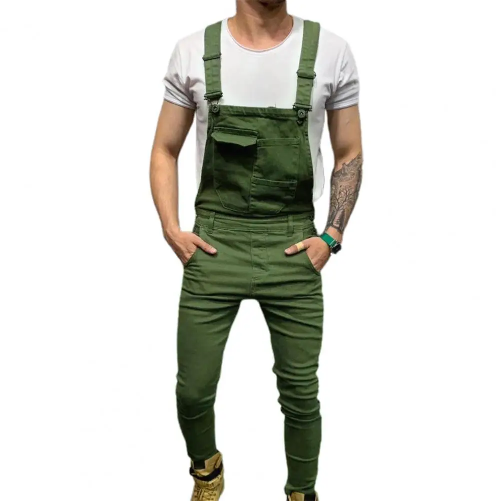 

Men Summer Jumpsuit Solid Color Multi Pockets Overalls Full Length Mid Rise Cargo Jumpsuit for Working Casual Pants Clothing