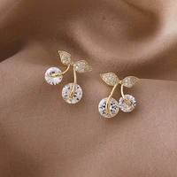 zircon crystal cherry earrings female 2021 new fashion exquisite earrings korean temperament online celebrity female