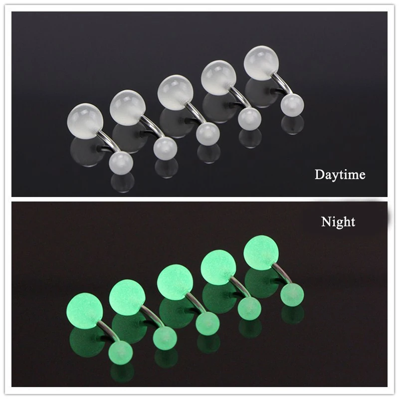 1 шт Циркон пупка Кольца пирсинг светящийся пупок мяч стальной Пирсинг живота и