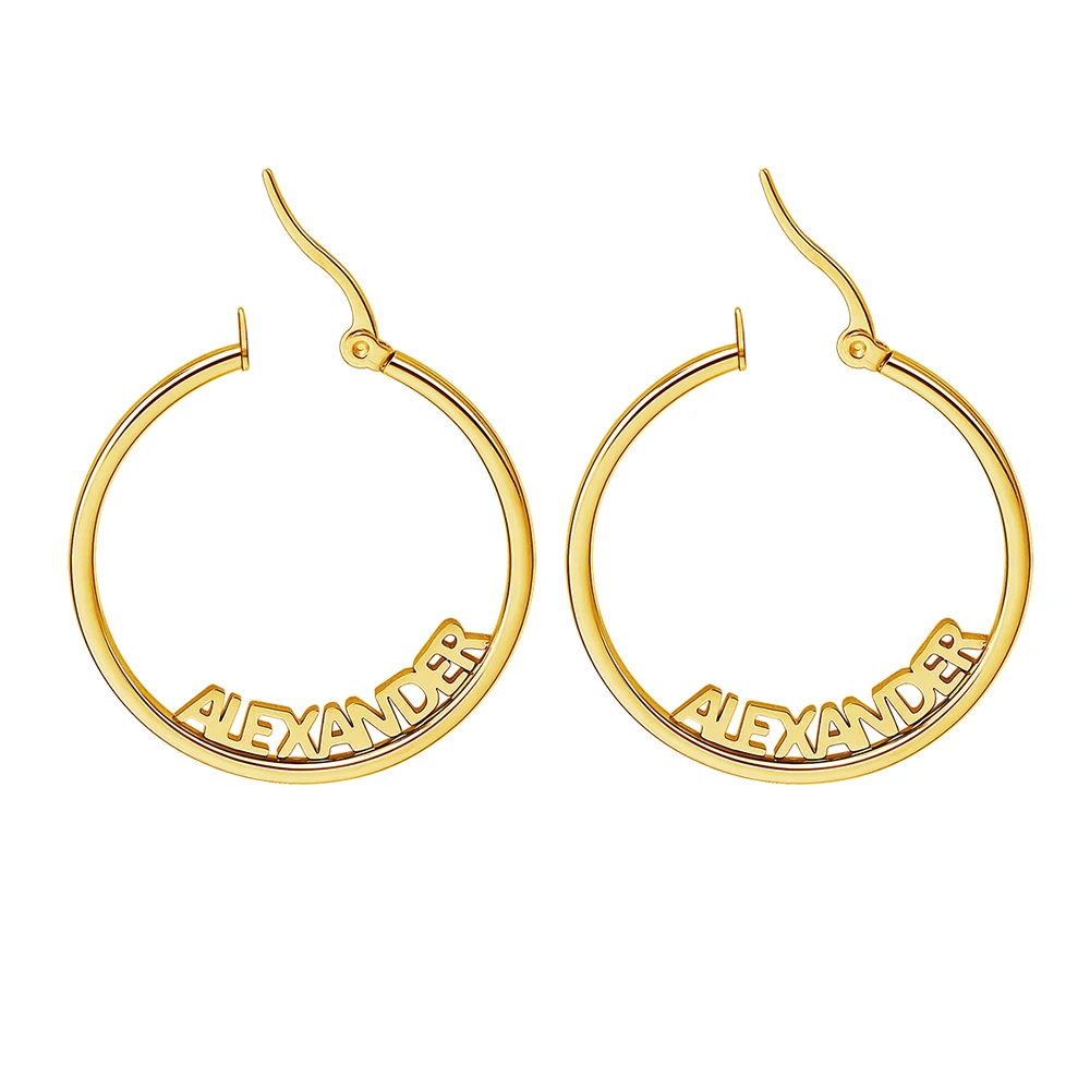 

Customize Names Earrings Stainless steel loop Earring Personalized Name Earring 1pair