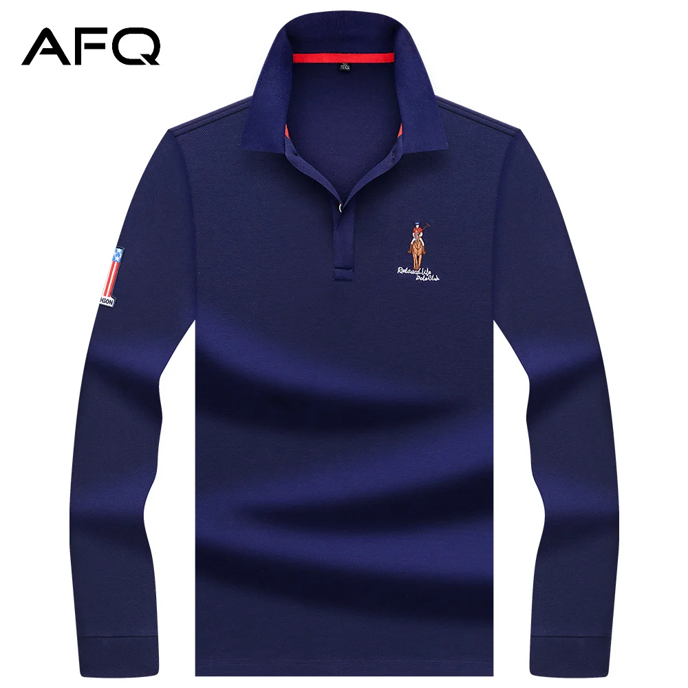 

Branded Solid Colour Large Size Loose Men's Lapel Long-sleeved T-shirt Paul Men's Casual POLO Shirt on Clothes