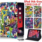 Чехол для Ipad 9 10,2 2021, чехол из искусственной кожи с рисунком граффити для планшета 9-го поколения, складной чехол-подставка