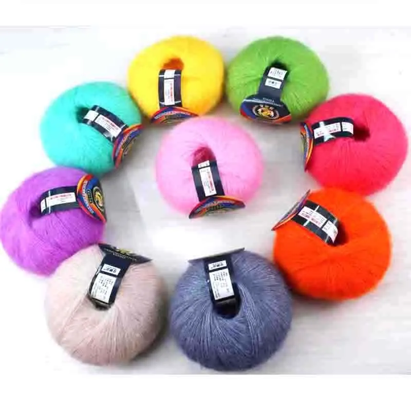 10 Balls Thread Crochet Wool GLOSSY Lot of LUXURY Knitting coloured Fashion Yarn Baby Soft Mohair FLUFFY 25g HandCraft | Дом и сад