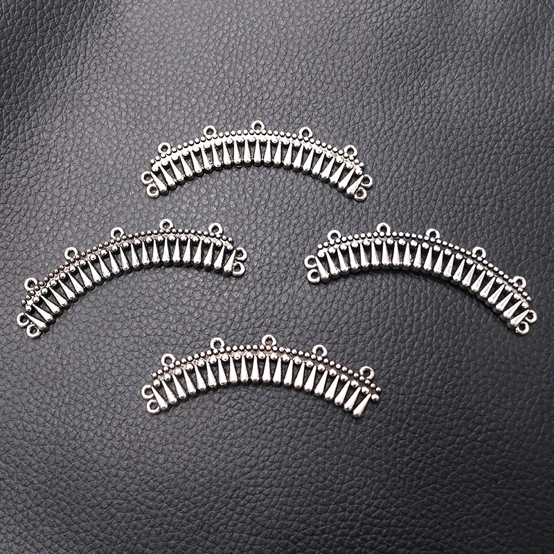 

5pcs/lot Silver Plated Meniscus Multi-hole Connector Charm Metal Pendant DIY Earrings Bracelets Jewelry Handicraft Making