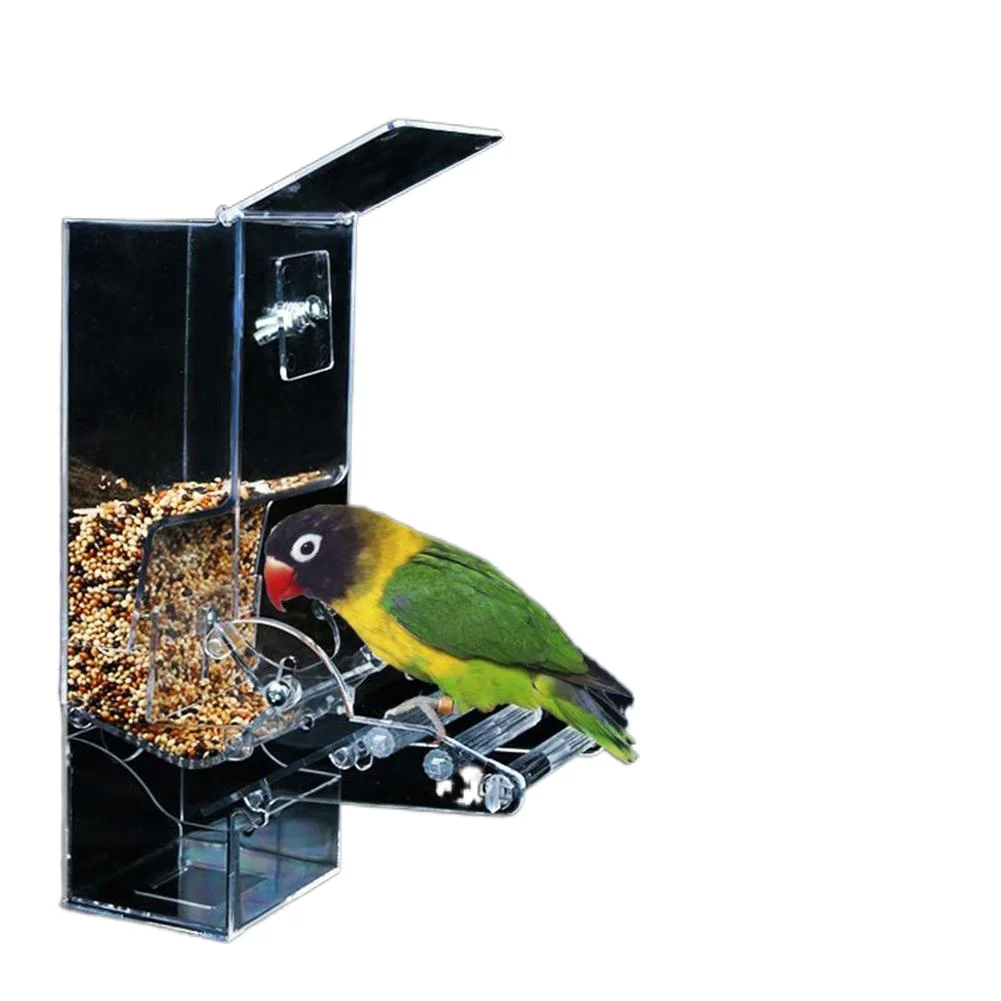 

Automatic Bird Feeder Acrylic Parrot Seed Food Container Bird Cage Accessories for Parakeet Canary Cockatiel Bird Feeding Device