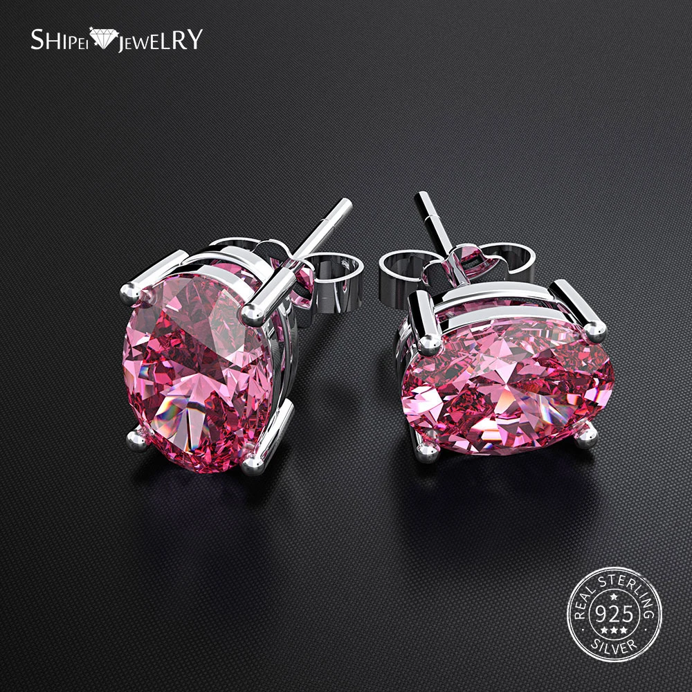 Женские овальные серьги гвоздики Shipei гипоаллергенные из 100% стерлингового