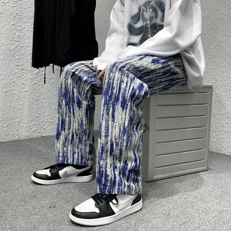 

Thick Casual Jeans Men's Trendy Brand Retro Hip-hop Wide-leg Pants High Street Washed Mopping Loose Denim Trousers Four Seasons