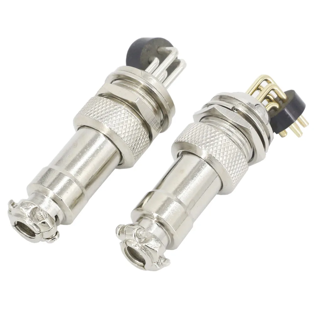 5 Sets GX12-2~6P Aviation Plug 90 Degree Curved Needle Connector Circuit Board PCB Soldering Plate Socket Gold/Silver | Обустройство