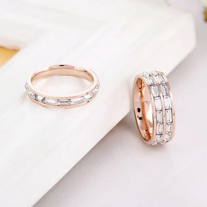 

Classic wedding Women Ring simple Finger Rings titanium steel inlaid with CZ gems, Low-key exquisite female engagement jewelry