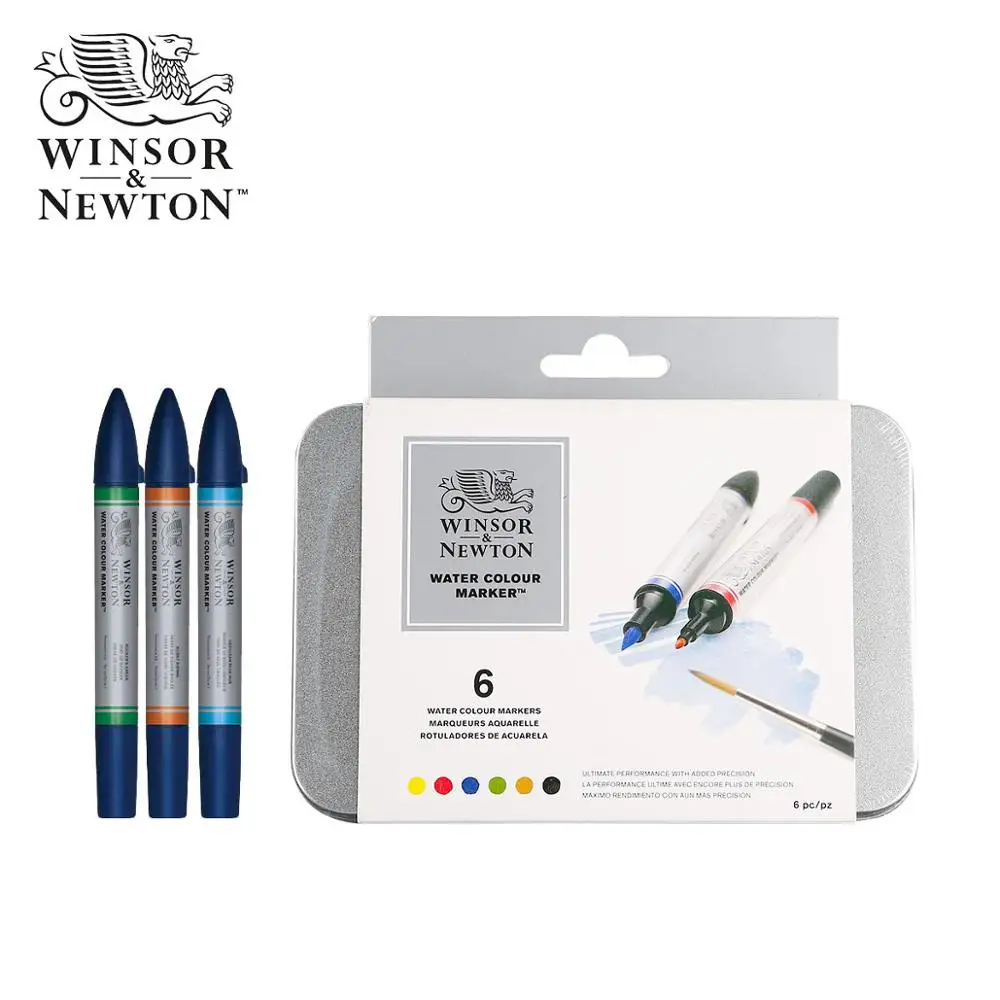 Winsor& Newton акварельный Маркер Набор мягких акварельных кистей Маркеры 6 цветов 12 цветов - Цвет: 6 Colors