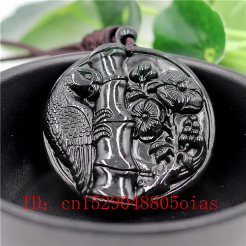 Ожерелье из натурального китайского черного и зеленого нефрита с кулоном