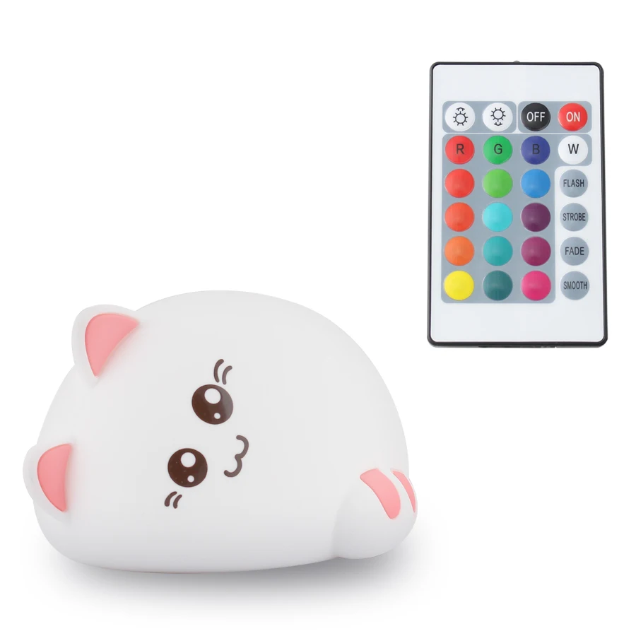 Ночник лампа USB перезаряжаемая мультяшная кошка LED Животное стиль силиконовая