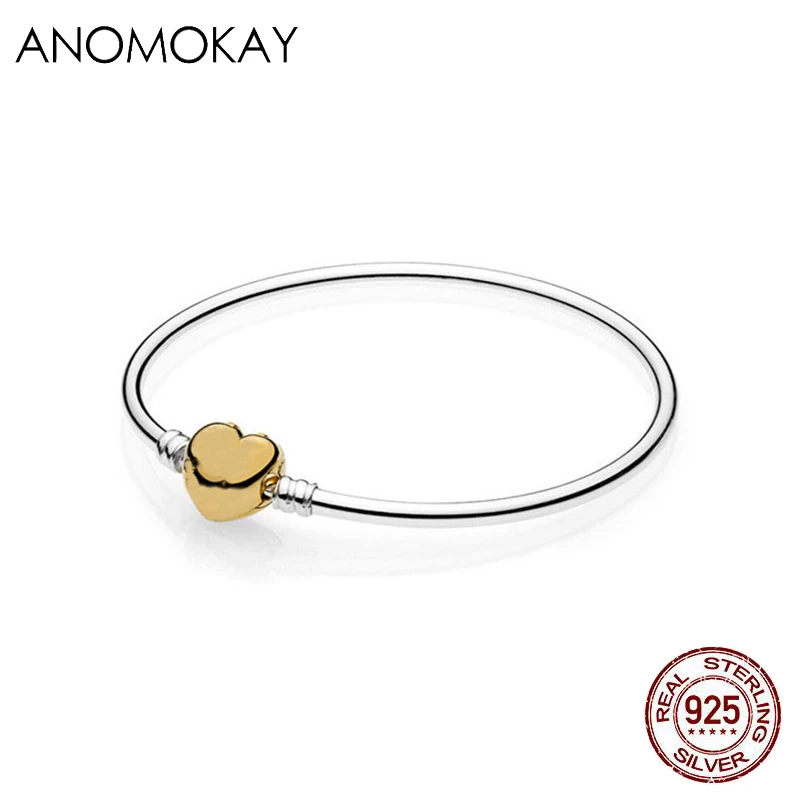 Anomookay, подлинный 925 пробы, Серебряное золото, застежка, змейка, цепочка, браслет, сделай сам, ювелирное изделие, браслеты, подходит для ожерелья