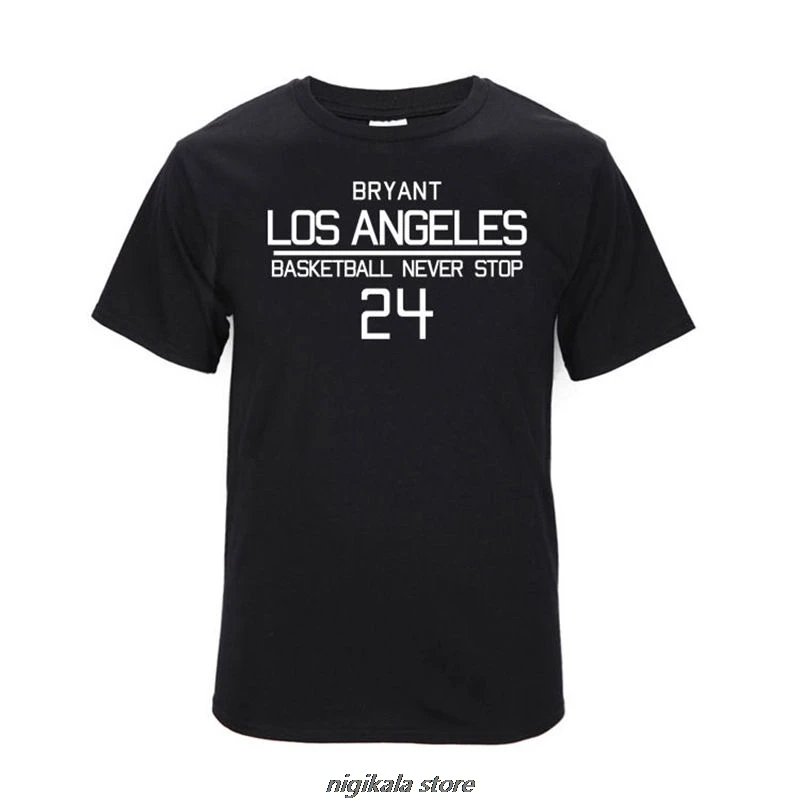 Футболка мужская хлопковая с круглым вырезом модная тенниска надписью Los Angeles Kobe