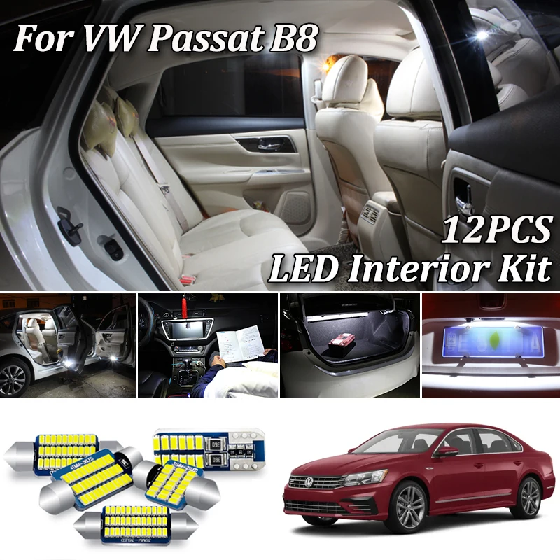 

12Pcs Canbus White LED Interior Light Kit For 2014-2020 Volkswagen VW Passat B8 3G Sedan Avant LED Interior Light