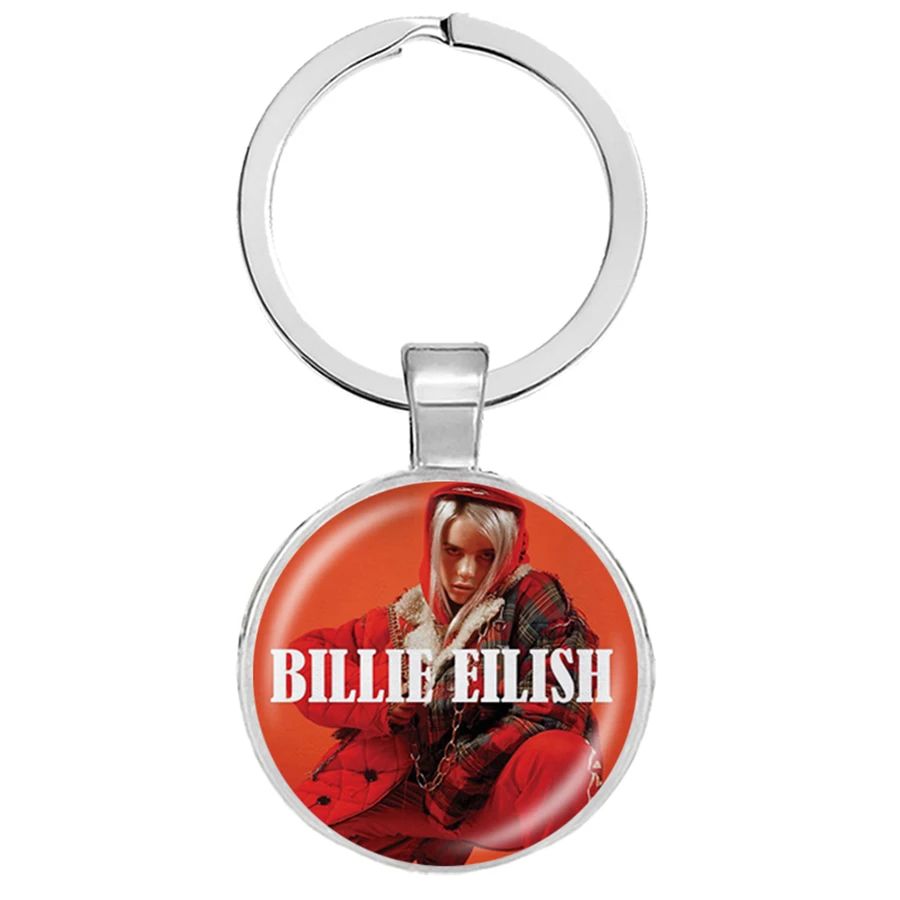 Брелок для ключей в стиле хип-хоп Billie Eilish Young Singer Забавный портрет новое поколение