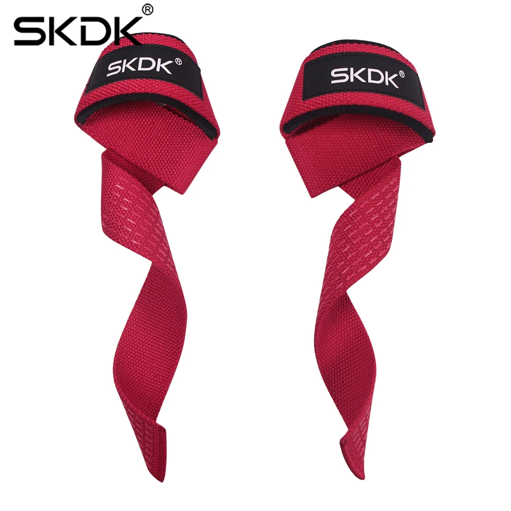 SKDK, 1 пара, пояс для тяжелой атлетики, противоскользящий, для спорта, фитнеса, запястья, ремни, для спортзала, поддержка, подтягивание, захват, пояс для фитнеса, бодибилдинга - Цвет: Красный