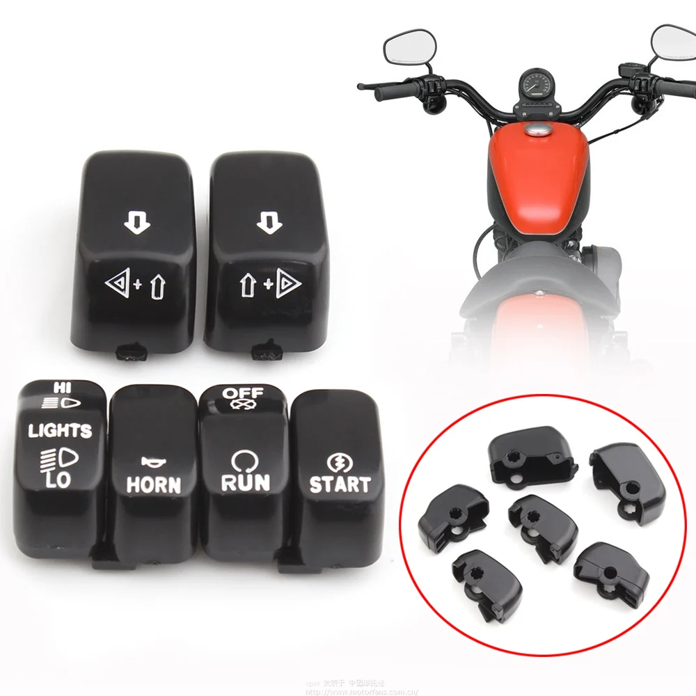 

Motorcycle Black Hand Control Buttons Switch Housing Caps Cover Fits For Harley Softail Dyna Sportster V Rod Fat Boy1996-2013