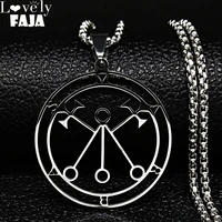 2022 lucifer sigil seal stainless steel chain necklace satan statement necklace marbas lazer key baphomet seal jewelry n3036s03
