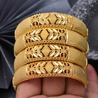 4pcslot dubai gold color bangles for womengirl middle eastern arabdubai copper can open bracelets jewelry gifts mama