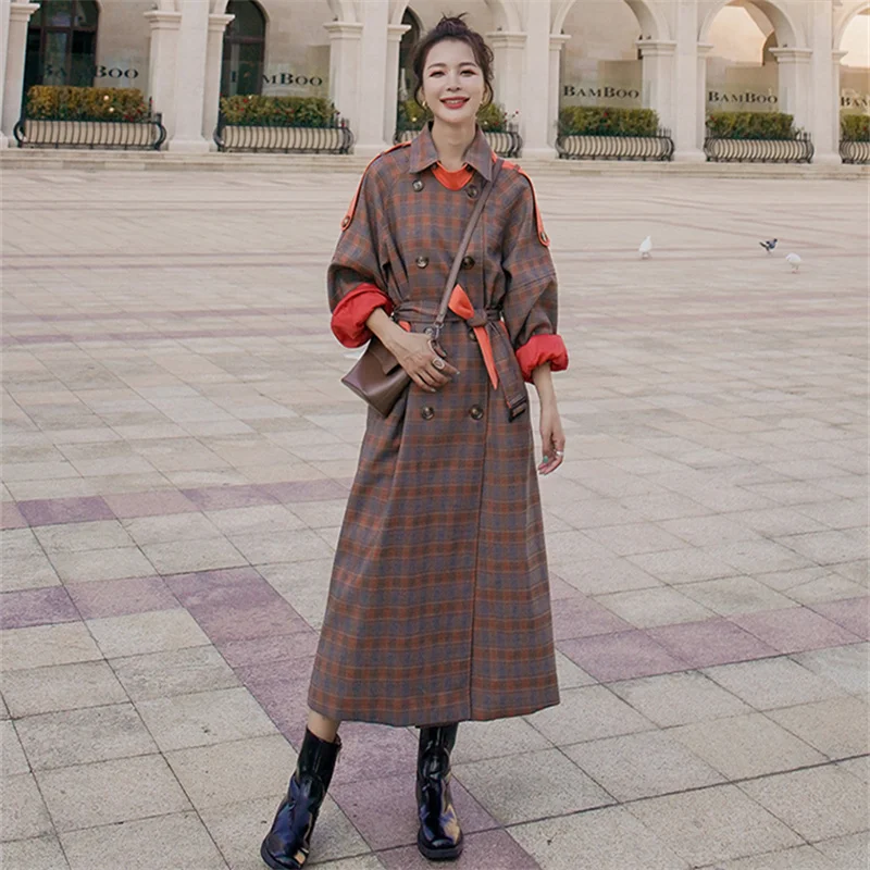 

Пальто женское Шерстяное в клетку, Осень-зима 2021