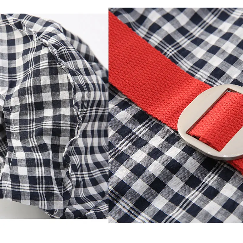 

Hot Deals Teen Girls Classical Plaid Dress With Free Belt 2021 Summer Cotton Fashion Puff Sleeve Teenager School Dresses 5-14Yrs