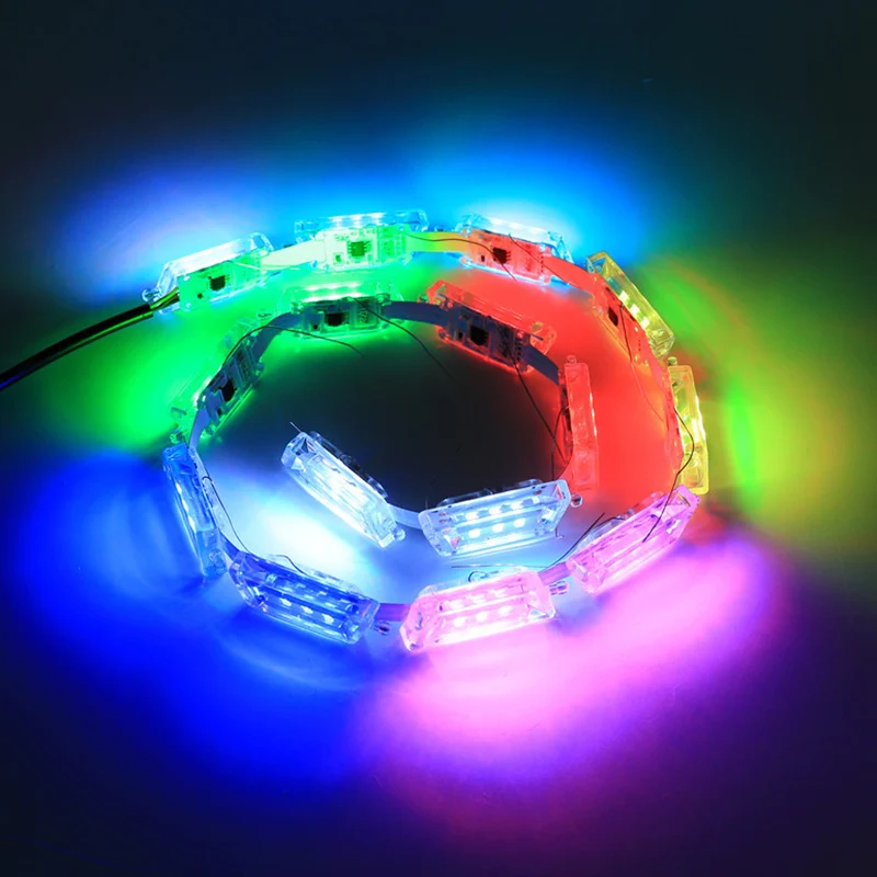 2pcs New RGB LED DRL Daytime Running Lights Sequential Flow Style Turn Signal Waterproof Knight Rider Strip Light with control