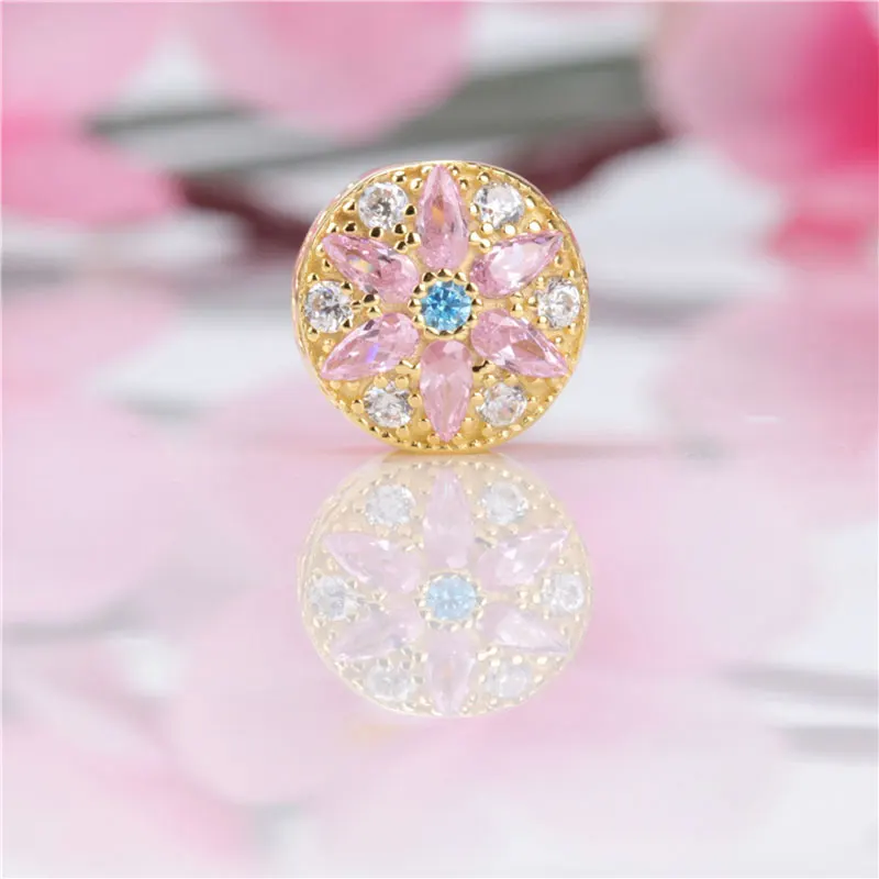 

Authentic 925 sterling silver new crystal beads rose gold for women's jewelry strung with DIY original charm