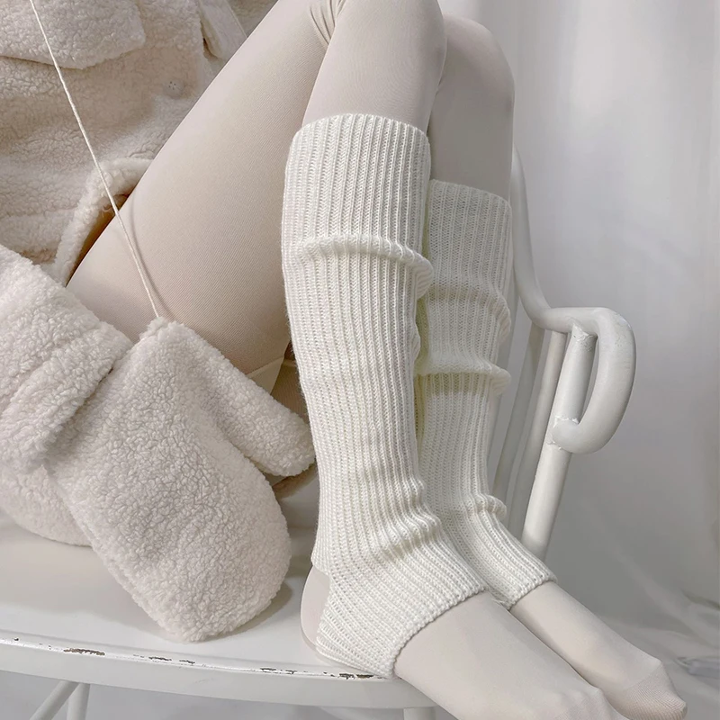 

Punk Solid Black Cool Knit Long Socks Women Outdoor Knee High Elastic Leg Warmers 2022 Lady Warm Slim Gothic Hip-hop Rock Sock