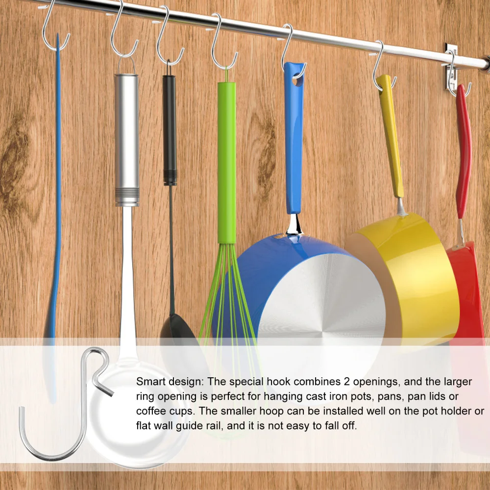 

100pcs Stainless Steel S Type Hooks Rustproof Hooks Hanging Hooks (Steel Color)