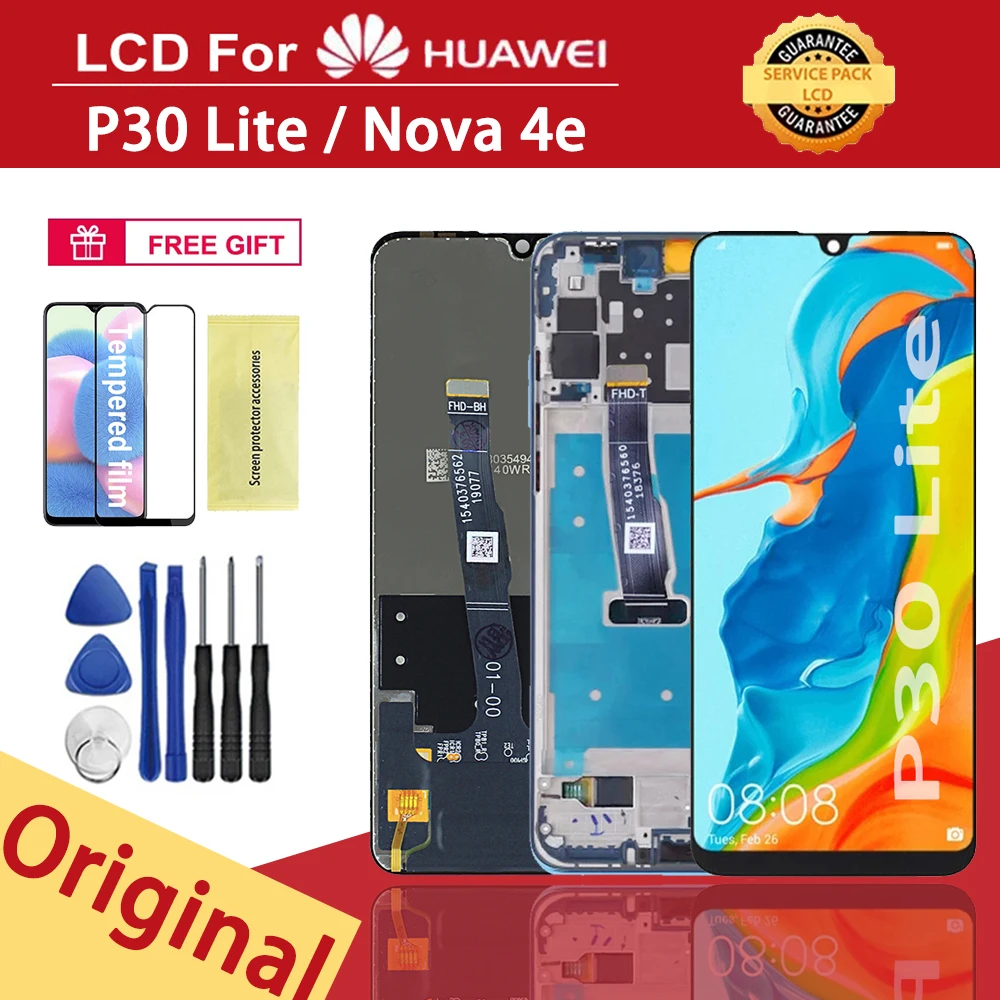 

6.15'' Original Display For Huawei P30 Lite LCD Touch Screen Digitizer Assembly For Huawei Nova 4e MAR-LX1 LX2 AL01 Repair Parts