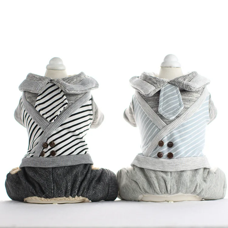 Полосатая Дизайнерская одежда для собак четыре ноги Супер Теплая Одежда