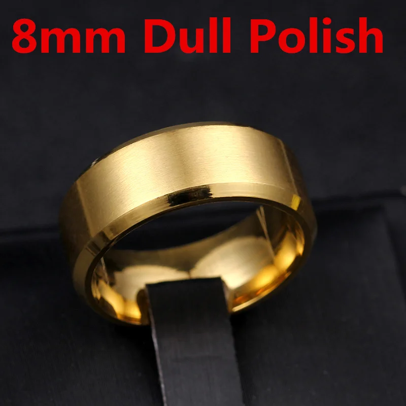 8mm Dull Gold 4 мм 6 мм золото нержавеющая сталь пара кольцо для мужчин и женщин - Цвет основного камня: 8mm Dull Gold