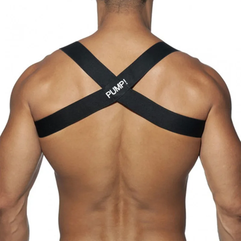 

Men Elastic Back Support Fitness harness Sports Shoulder Straps Muscle Exercise Protective gear Support Sexy tank top