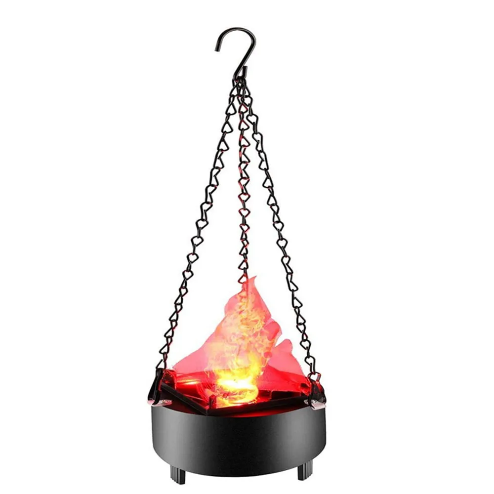 Simulated 3D Fire Flame Lighting Hanging Brazier Lamp Home Party Night Light for Halloween Christmas Bar Stage Projector Lights